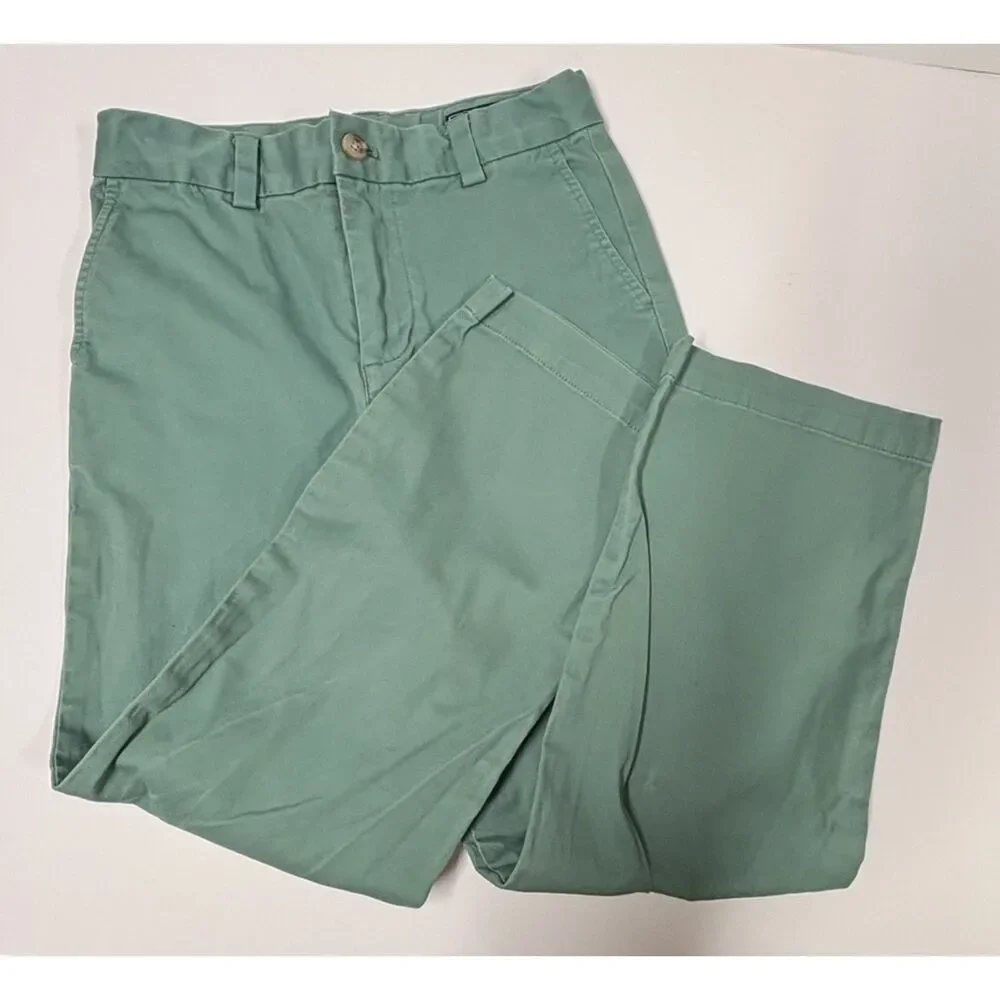 Vineyard Vines Boys Chino Pants Size 8 Sage Green Style 3P1035 Preppy Flat Front